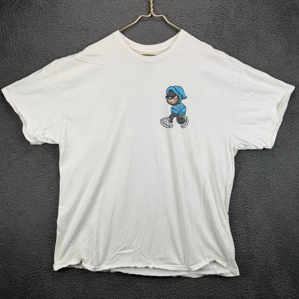 Popular Poison Lonely World Bear Graphic White T-Shirt Mens 2XL Cotton Tee‎